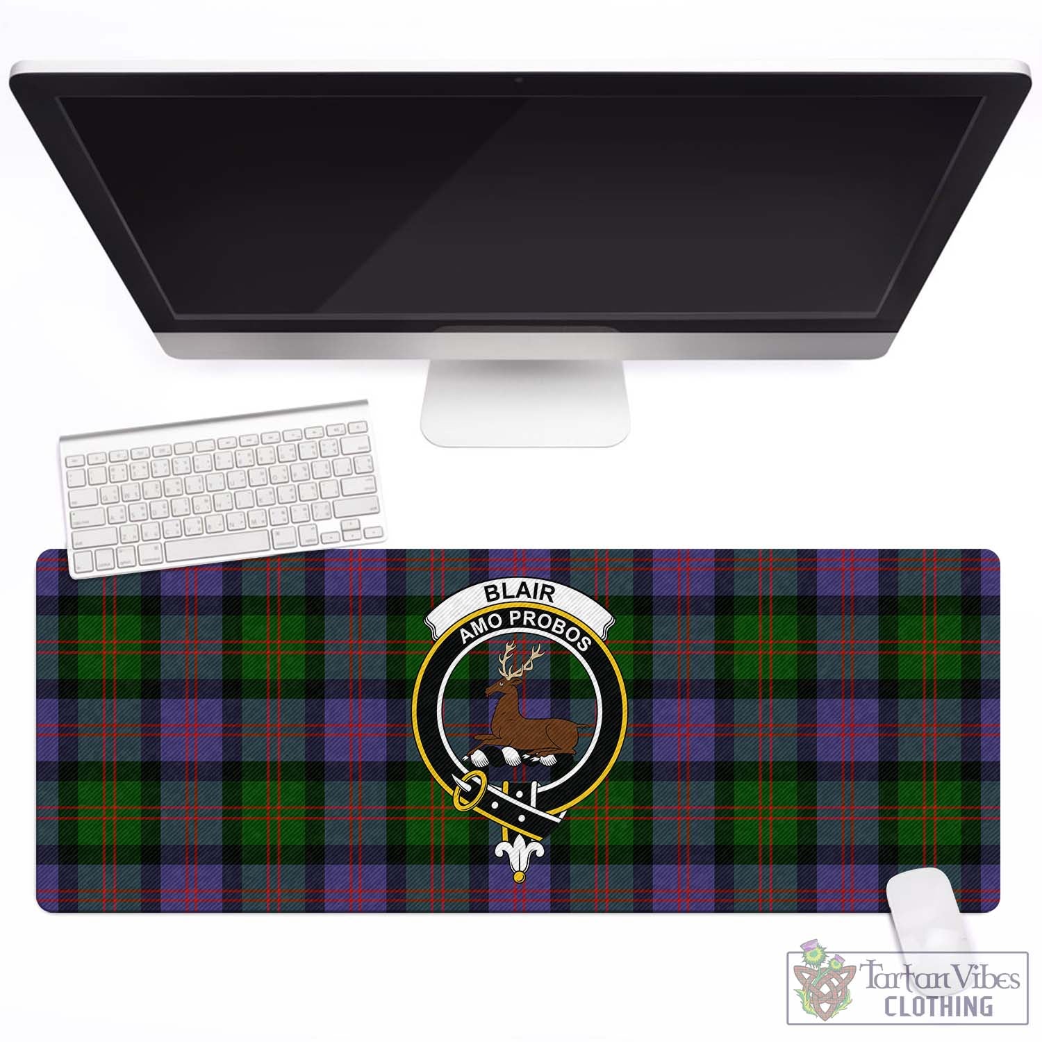 Tartan Vibes Clothing Blair Modern Tartan Mouse Pad with Family Crest