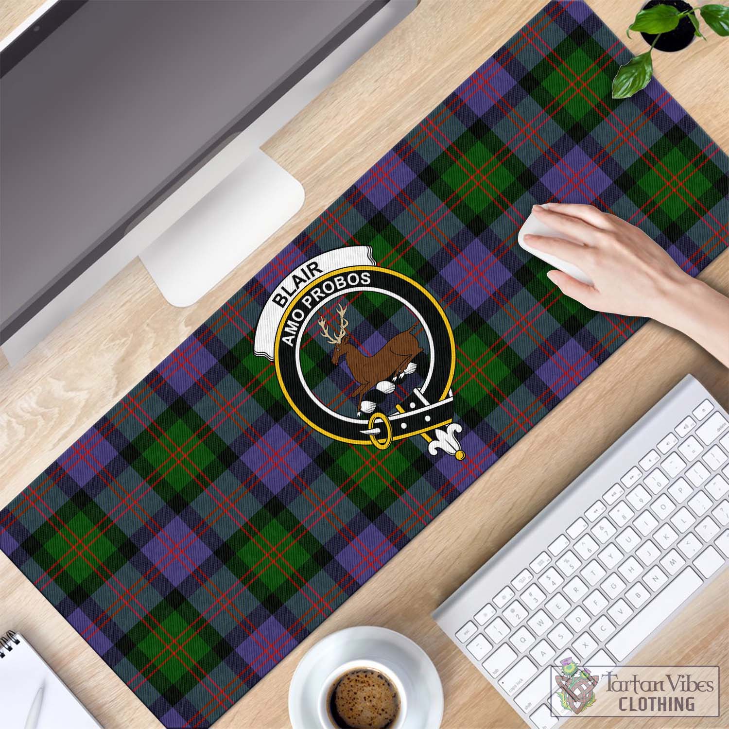 Tartan Vibes Clothing Blair Modern Tartan Mouse Pad with Family Crest