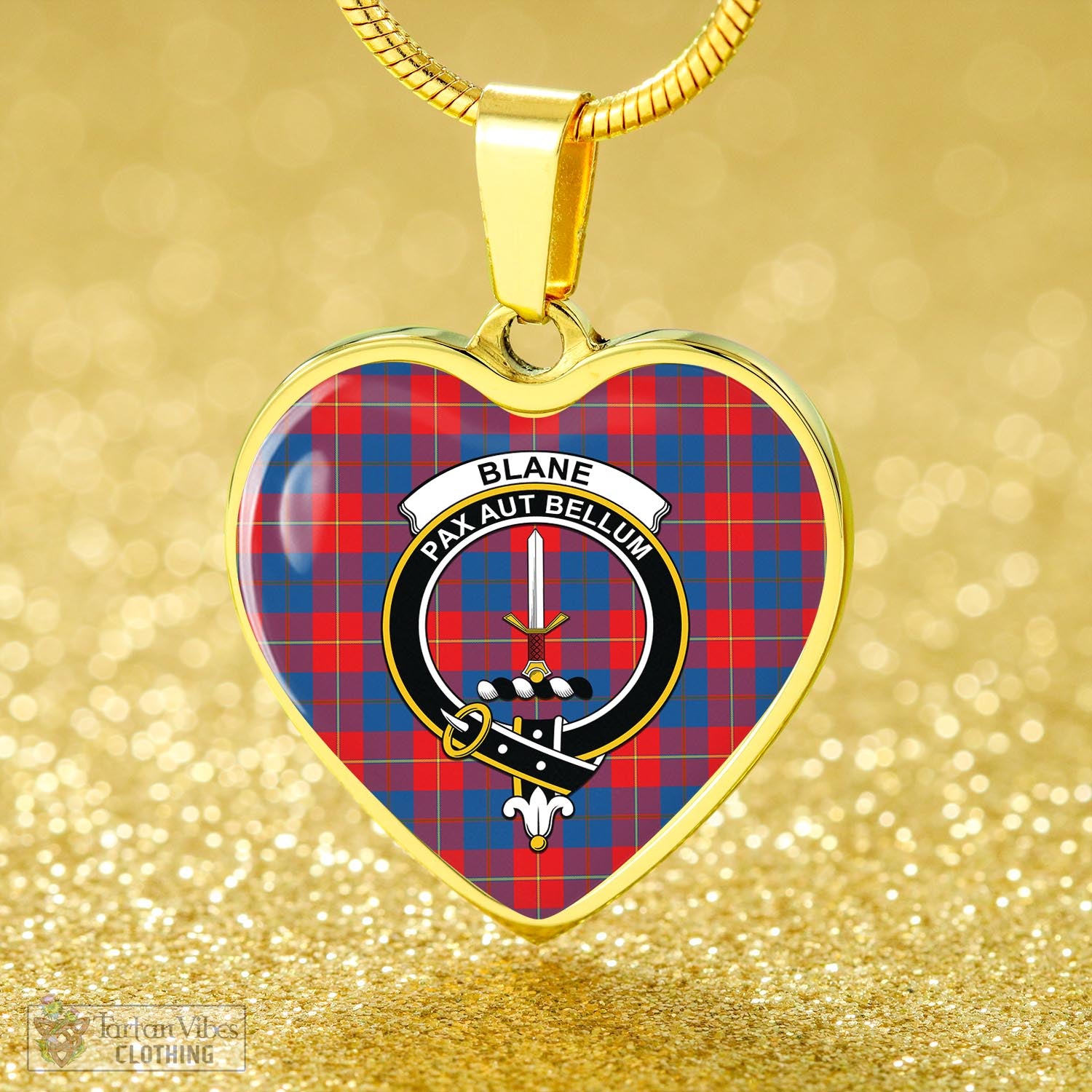 Tartan Vibes Clothing Blane Tartan Heart Necklace with Family Crest