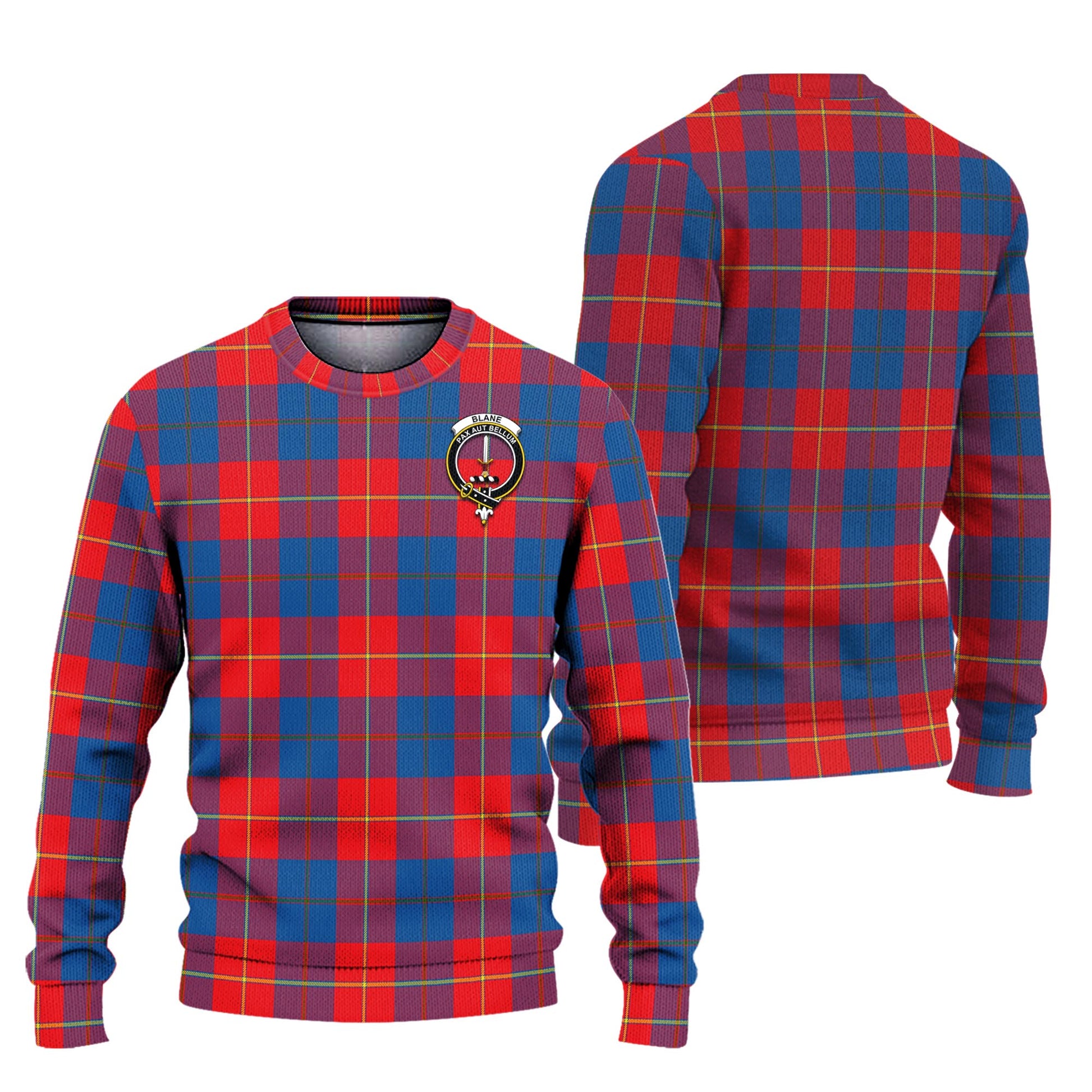 Blane Tartan Knitted Sweater with Family Crest Unisex - Tartanvibesclothing