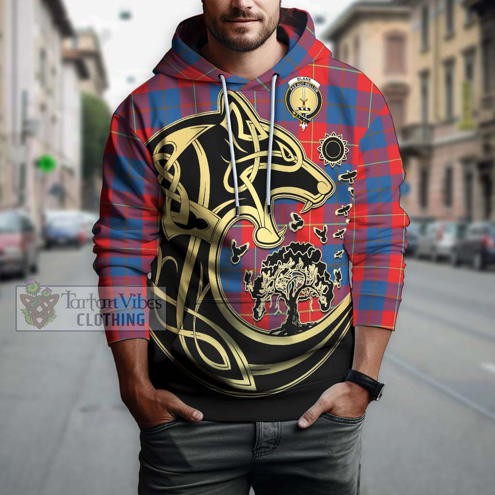 Blane Tartan Hoodie with Family Crest Celtic Wolf Style Zip Hoodie - Tartan Vibes Clothing