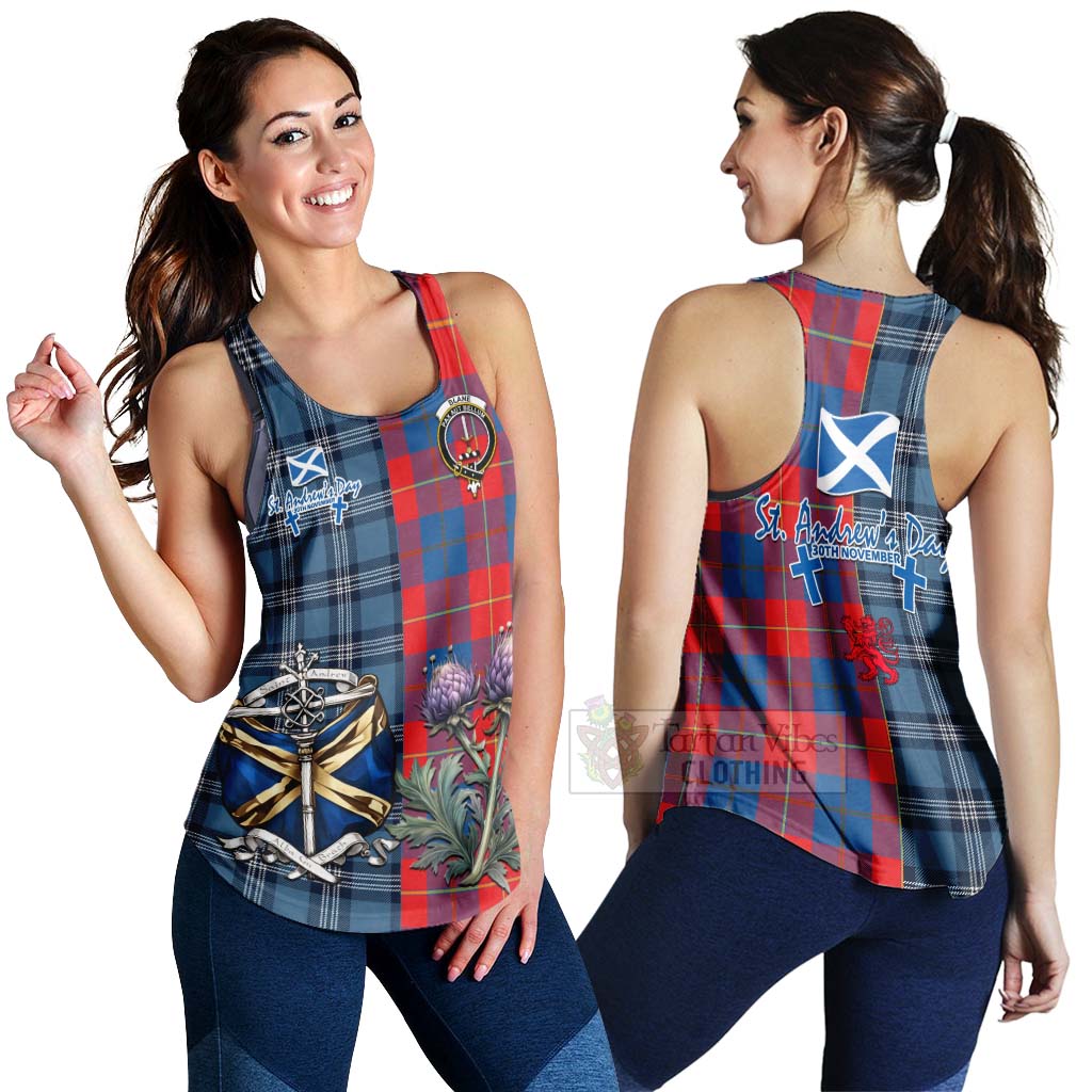 Tartan Vibes Clothing Blane Tartan Women's Racerback Tanks Happy St. Andrew's Day Half Tartan Style