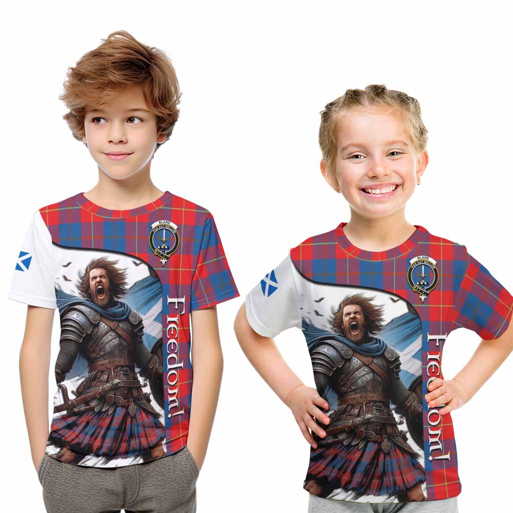 Tartan Vibes Clothing Blane Crest Tartan Kid T-Shirt Inspired by the Freedom of Scottish Warrior