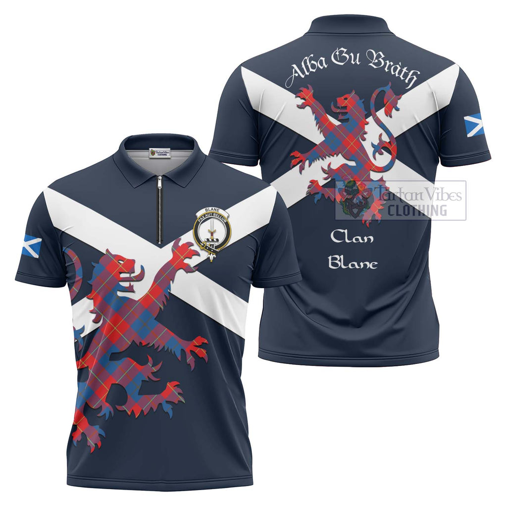 Tartan Vibes Clothing Blane Tartan Lion Rampant Zipper Polo Shirt – Proudly Display Your Heritage with Alba Gu Brath and Clan Name