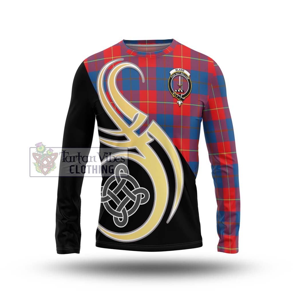 Blane Tartan Long Sleeve T-Shirt with Family Crest and Celtic Symbol Style Unisex - Tartan Vibes Clothing