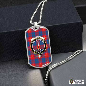 Blane Tartan Dog Tag Necklace with Family Crest