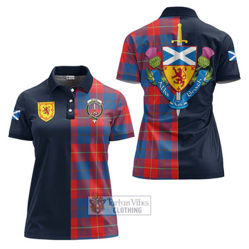 Blane Tartan Women's Polo Shirt Alba with Scottish Lion Royal Arm Half Style