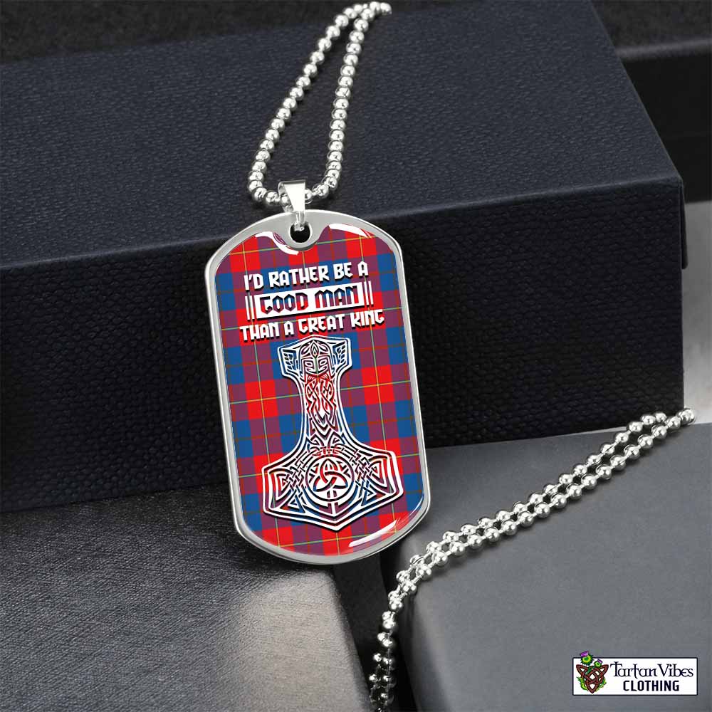 Tartan Vibes Clothing Blane Tartan Dog Tag Necklace Viking Mjolnir Style