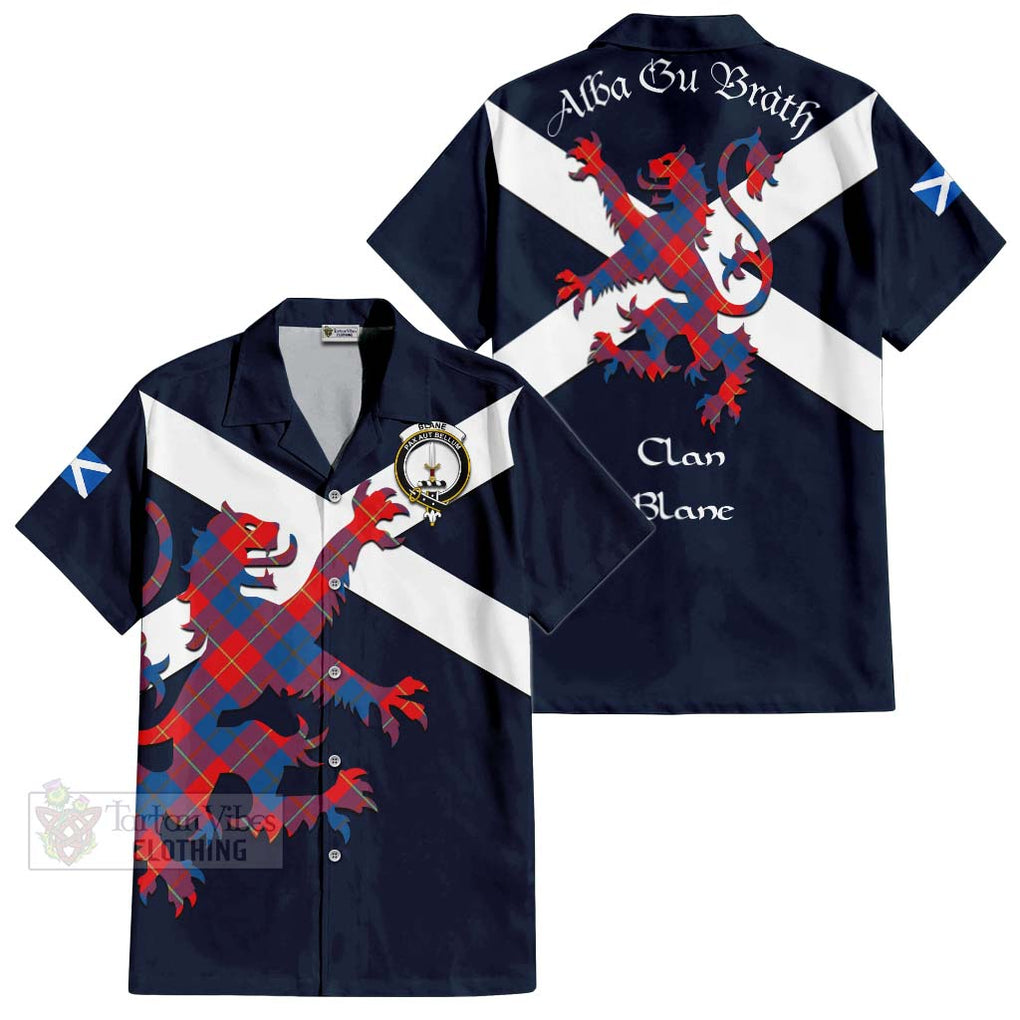 Tartan Vibes Clothing Blane Tartan Lion Rampant Short Sleeve Button Shirt – Proudly Display Your Heritage with Alba Gu Brath and Clan Name