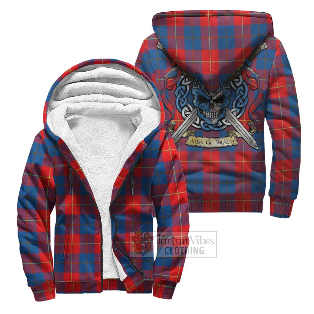 Tartan Vibes Clothing Blane Tartan Sherpa Hoodie with Family Crest Celtic Skull Style