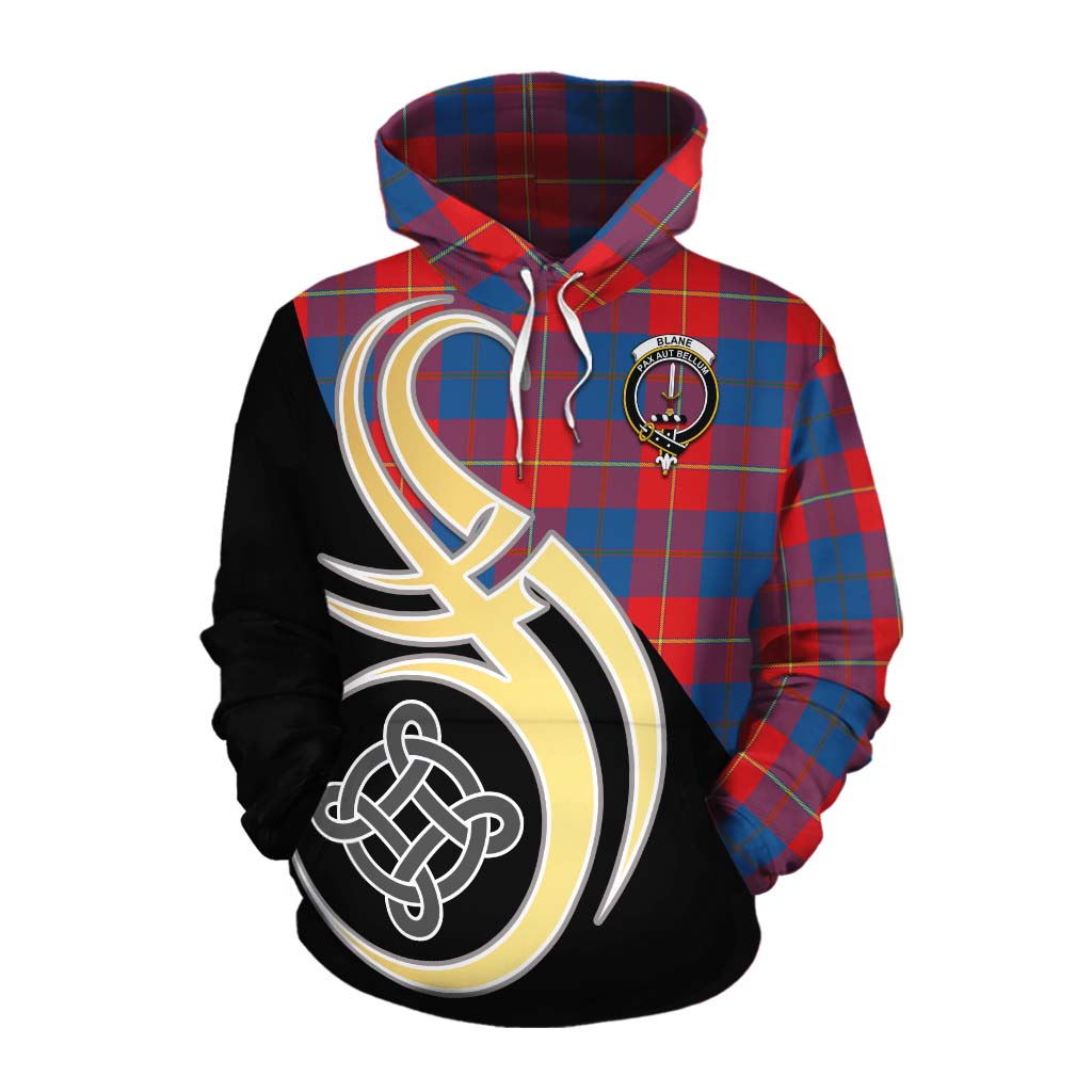 Tartan Vibes Clothing Blane Tartan Cotton Hoodie with Family Crest and Celtic Symbol Style