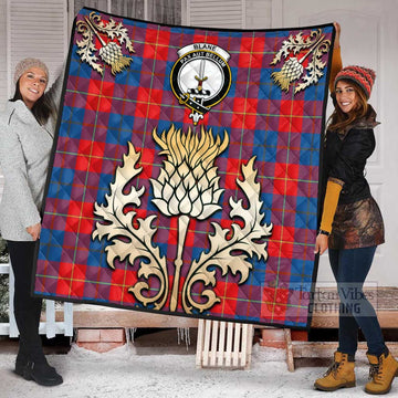 Blane Tartan Quilt with Family Crest and Golden Thistle Style