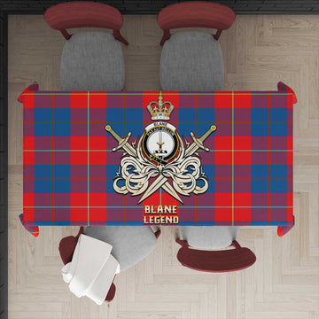 Blane Tartan Tablecloth with Clan Crest and the Golden Sword of Courageous Legacy