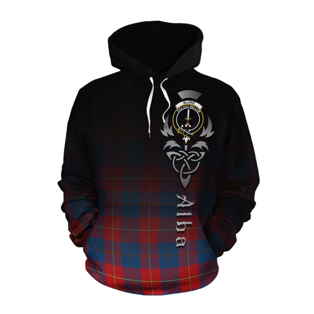 Tartan Vibes Clothing Blane Tartan Cotton Hoodie Featuring Alba Gu Brath Family Crest Celtic Inspired