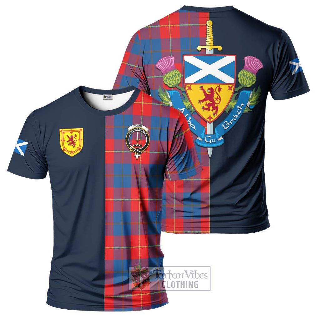 Tartan Vibes Clothing Blane Tartan T-Shirt Alba with Scottish Lion Royal Arm Half Style