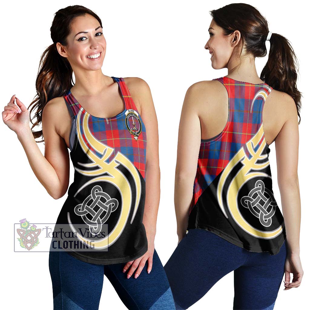 Blane Tartan Women's Racerback Tanks with Family Crest and Celtic Symbol Style 4XL - Tartan Vibes Clothing