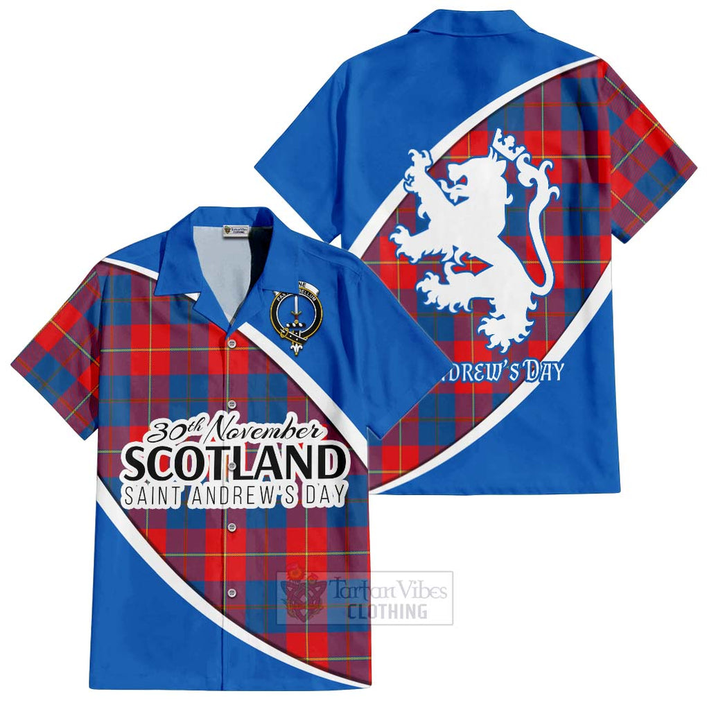 Tartan Vibes Clothing Blane Family Crest Tartan Short Sleeve Button Shirt Celebrate Saint Andrew's Day in Style