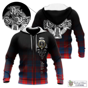 Blane Tartan Knitted Hoodie Featuring Alba Gu Brath Family Crest Celtic Inspired