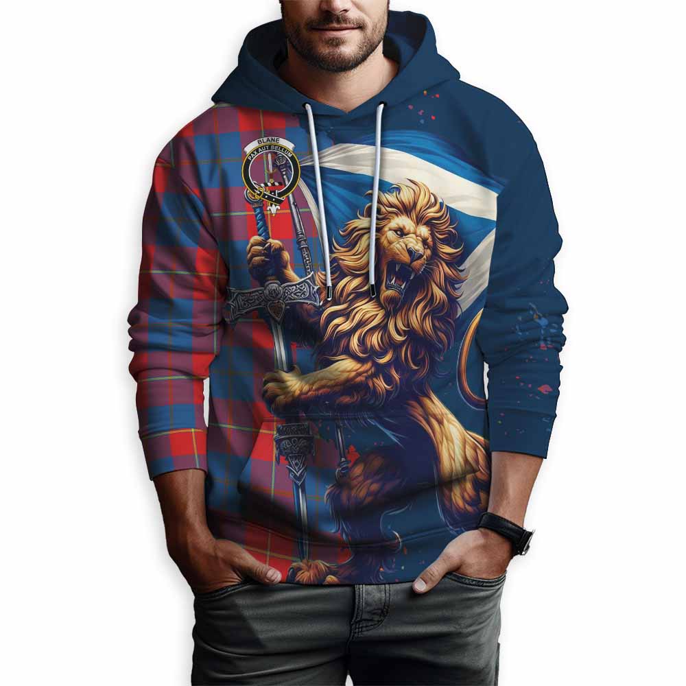 Blane Tartan Family Crest Hoodie with Scottish Majestic Lion