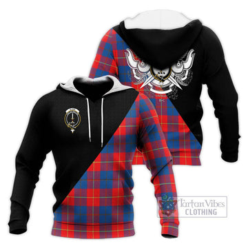 Blane Tartan Knitted Hoodie with Family Crest and Military Logo Style