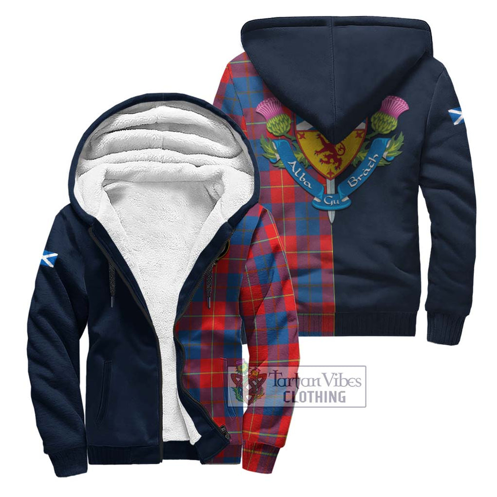 Tartan Vibes Clothing Blane Tartan Sherpa Hoodie with Scottish Lion Royal Arm Half Style