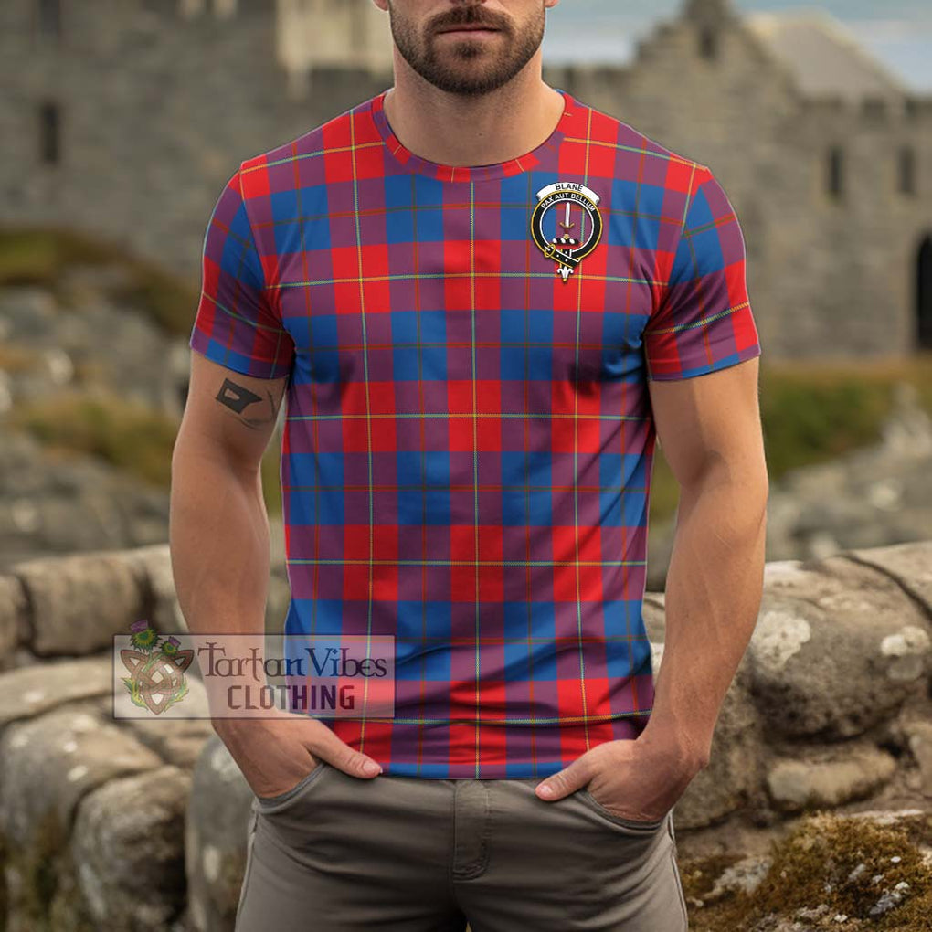 Blane Tartan Cotton T-Shirt with Family Crest Men's Shirt - Tartanvibesclothing Shop