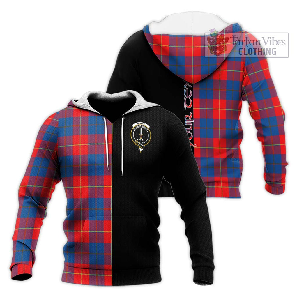 Blane Tartan Knitted Hoodie with Family Crest and Half Of Me Style Unisex Knitted Pullover Hoodie - Tartanvibesclothing Shop