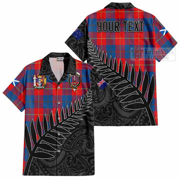 Blane Crest Tartan Short Sleeve Button Shirt with New Zealand Silver Fern Half Style