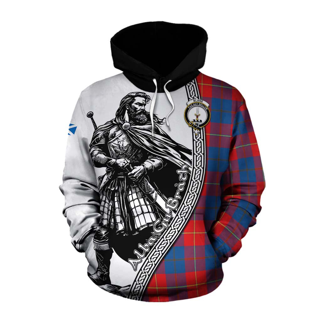 Tartan Vibes Clothing Blane Tartan Clan Crest Cotton Hoodie with Highlander Warrior Celtic Style