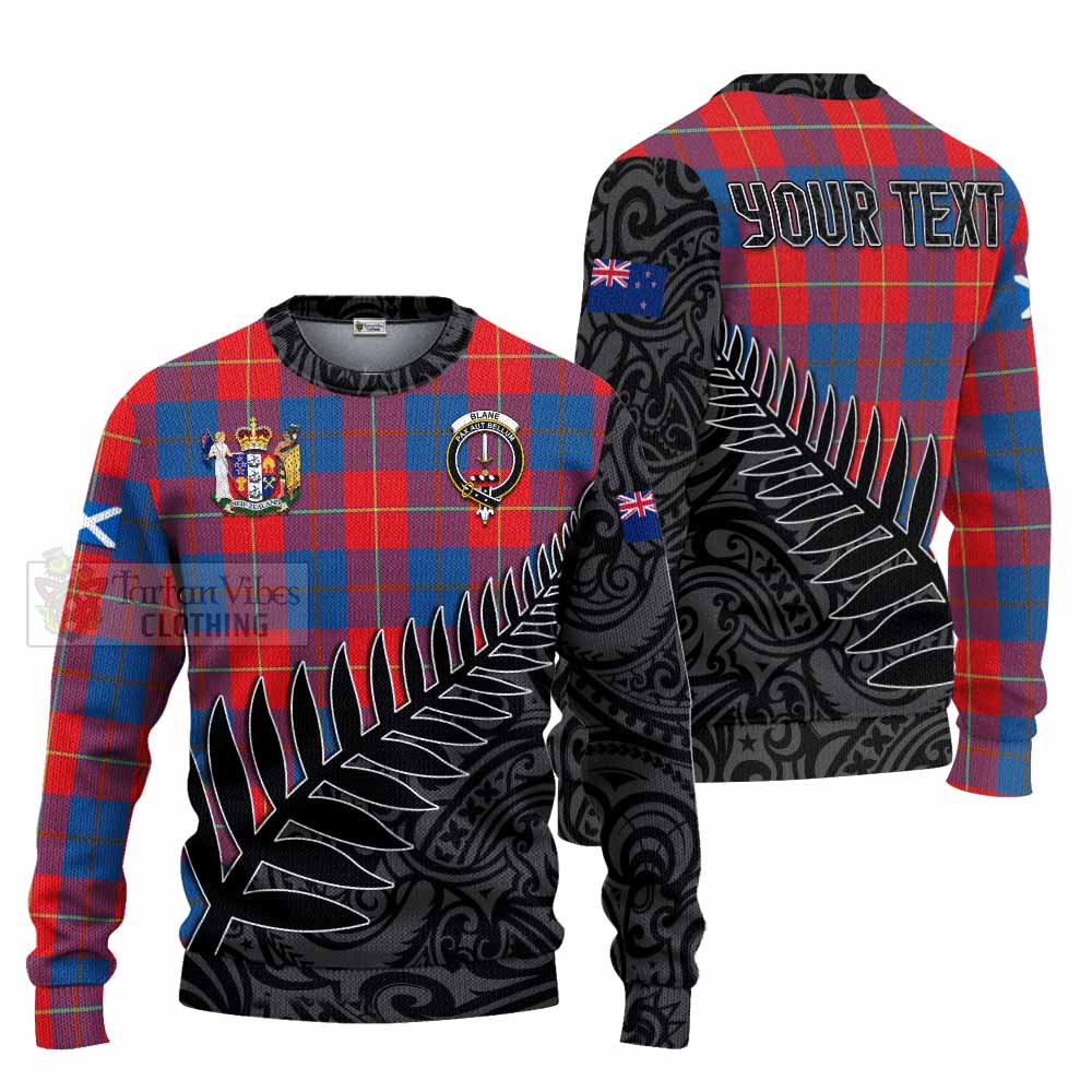 Tartan Vibes Clothing Blane Crest Tartan Knitted Sweater with New Zealand Silver Fern Half Style