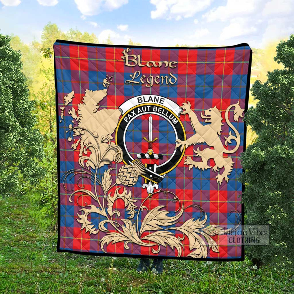 Tartan Vibes Clothing Blane Tartan Quilt with Family Crest and Scottish Symbol Style