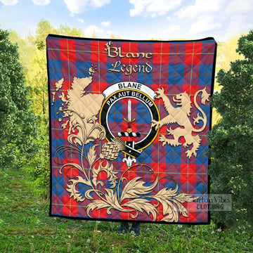 Blane Tartan Quilt with Family Crest and Scottish Symbol Style