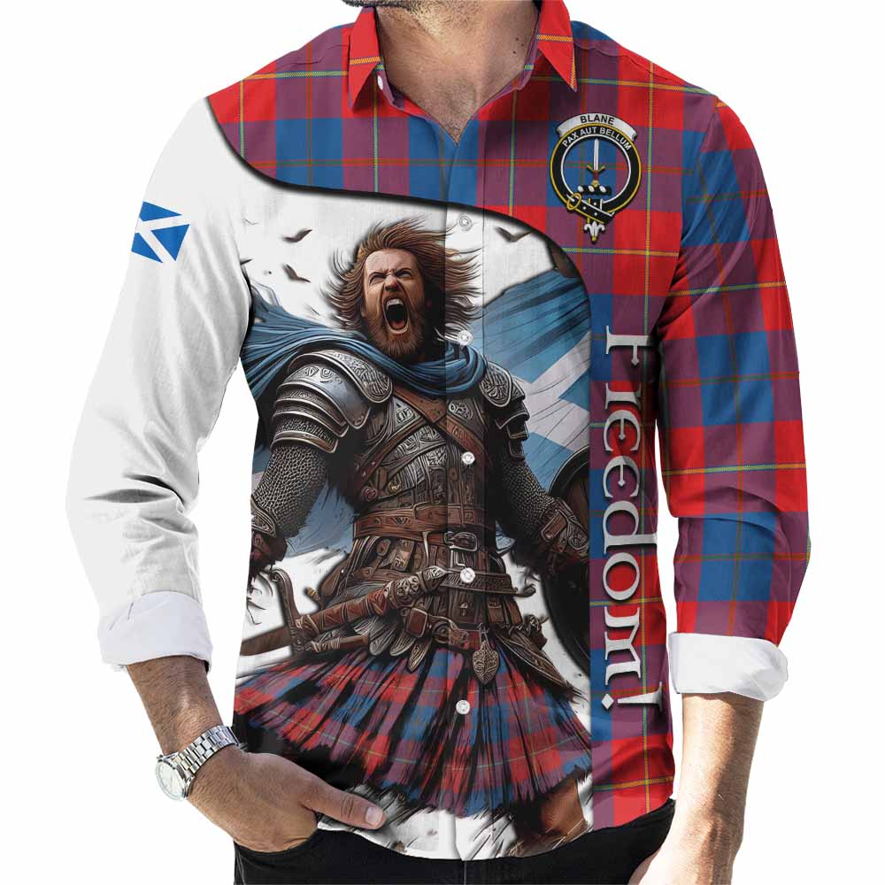 Tartan Vibes Clothing Blane Crest Tartan Long Sleeve Button Shirt Inspired by the Freedom of Scottish Warrior