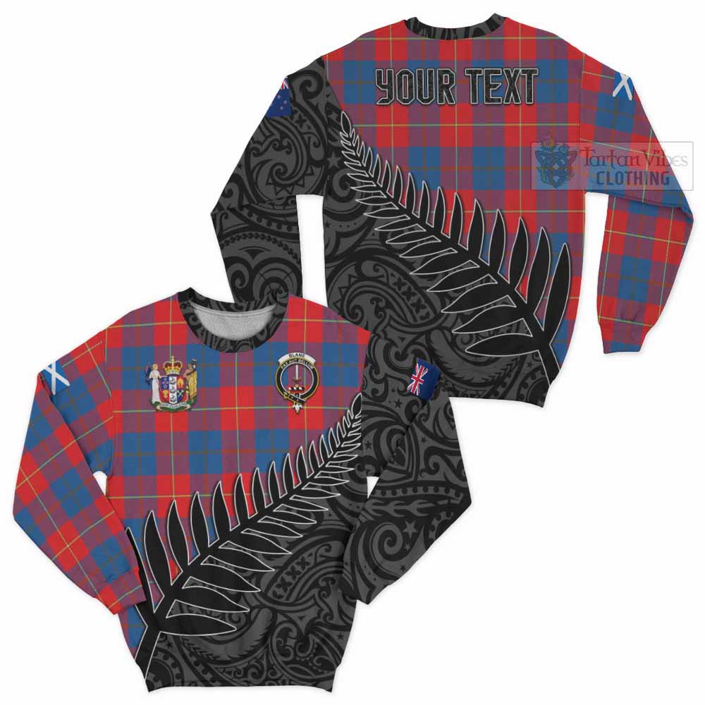 Tartan Vibes Clothing Blane Crest Tartan Sweatshirt with New Zealand Silver Fern Half Style