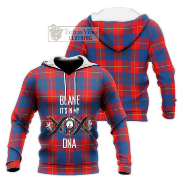 Blane Tartan Knitted Hoodie with Family Crest DNA In Me Style