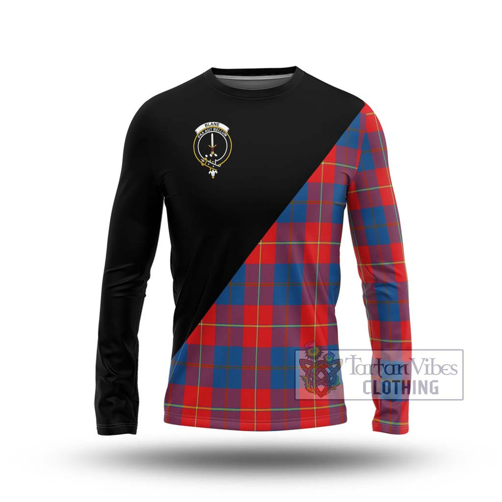 Blane Tartan Long Sleeve T-Shirt with Family Crest and Military Logo Style Unisex - Tartanvibesclothing Shop