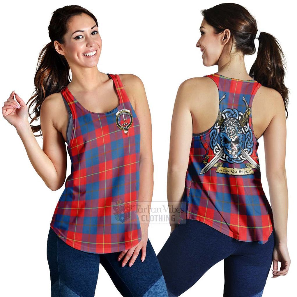 Tartan Vibes Clothing Blane Tartan Women's Racerback Tanks with Family Crest Celtic Skull Style