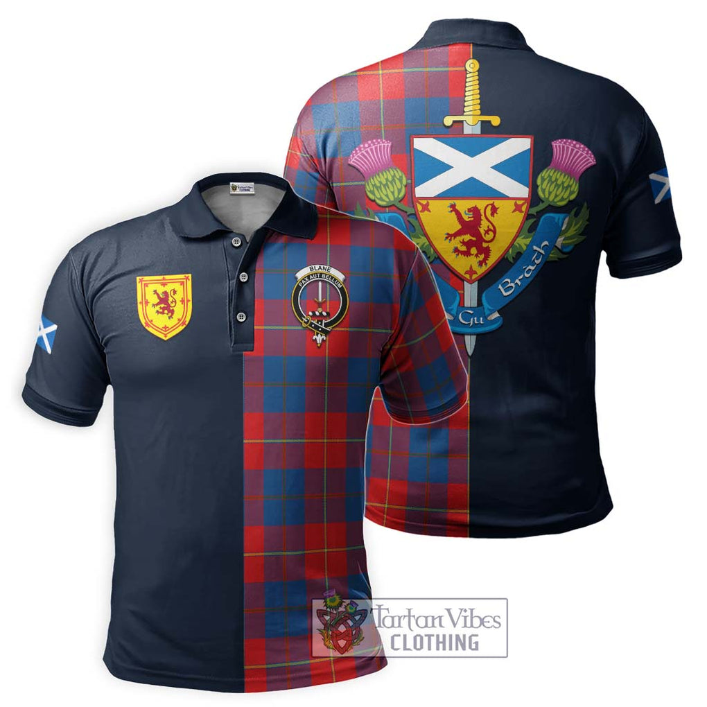 Tartan Vibes Clothing Blane Tartan Polo Shirt with Scottish Lion Royal Arm Half Style