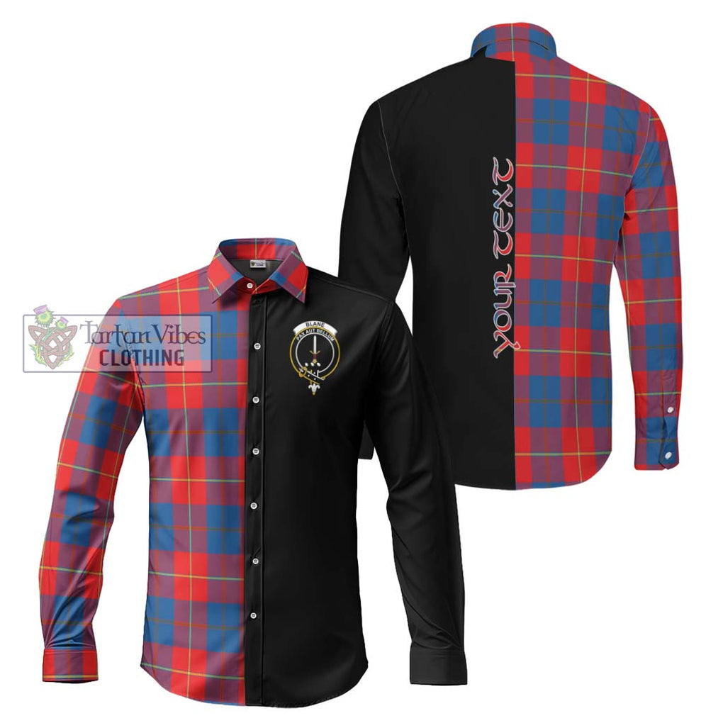 Blane Tartan Long Sleeve Button Shirt with Family Crest and Half Of Me Style Men's Shirt S - Tartanvibesclothing Shop