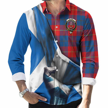 Blane Tartan Long Sleeve Button Shirt with Family Crest Scotland Patriotic Style