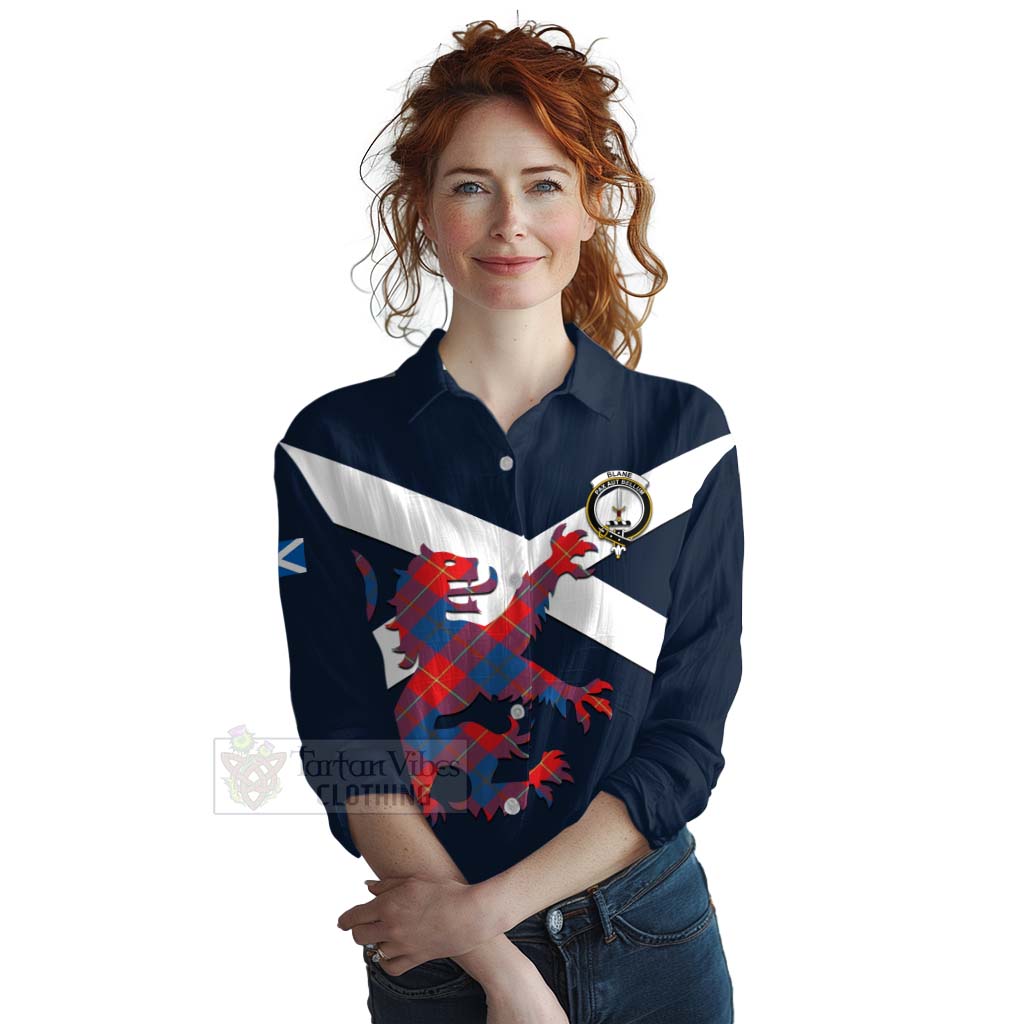 Tartan Vibes Clothing Blane Tartan Lion Rampant Women's Casual Shirt Proudly Display Your Heritage with Alba Gu Brath and Clan Name