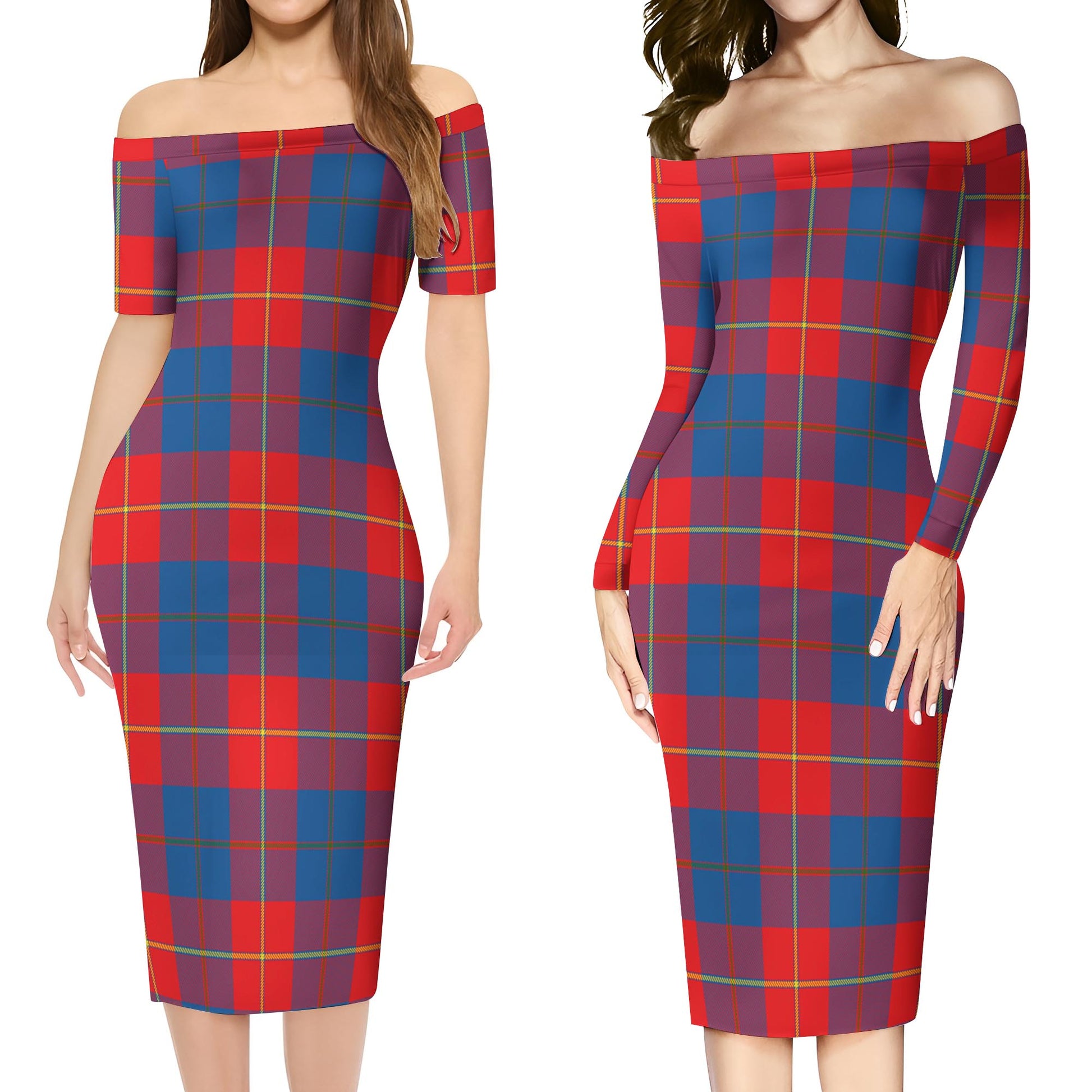 Blane Tartan Off Shoulder Lady Dress Women's Dress - Tartanvibesclothing