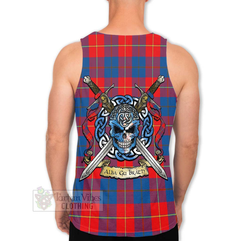 Tartan Vibes Clothing Blane Tartan Men's Tank Top with Family Crest Celtic Skull Style