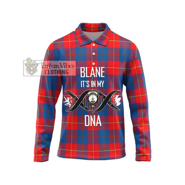 Blane Tartan Long Sleeve Polo Shirt with Family Crest DNA In Me Style