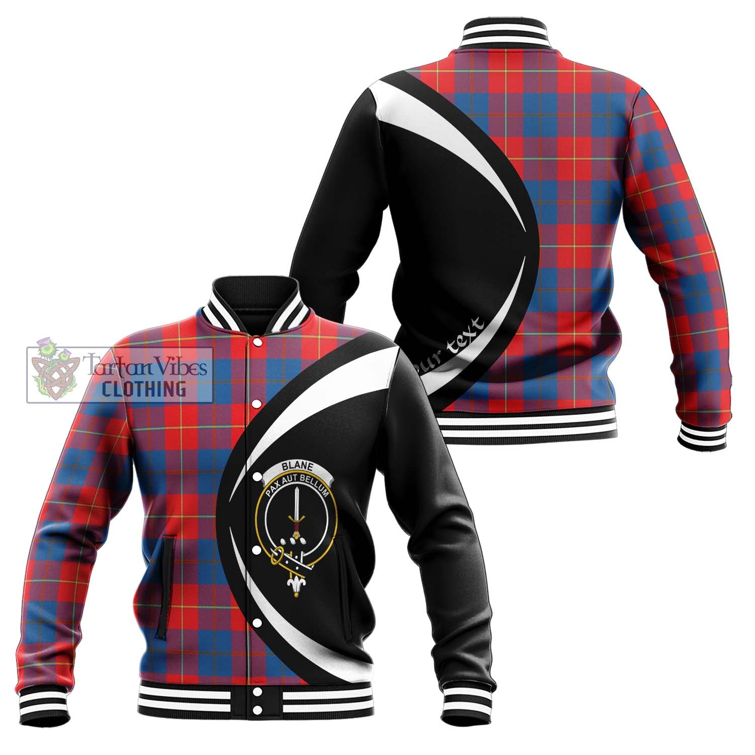 Blane Tartan Baseball Jacket with Family Crest Circle Style Unisex - Tartan Vibes Clothing