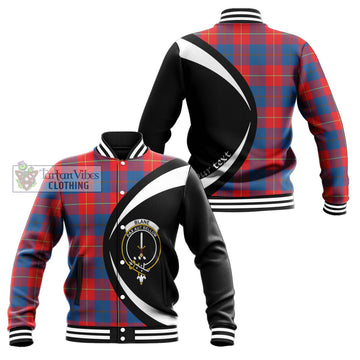 Blane Tartan Baseball Jacket with Family Crest Circle Style