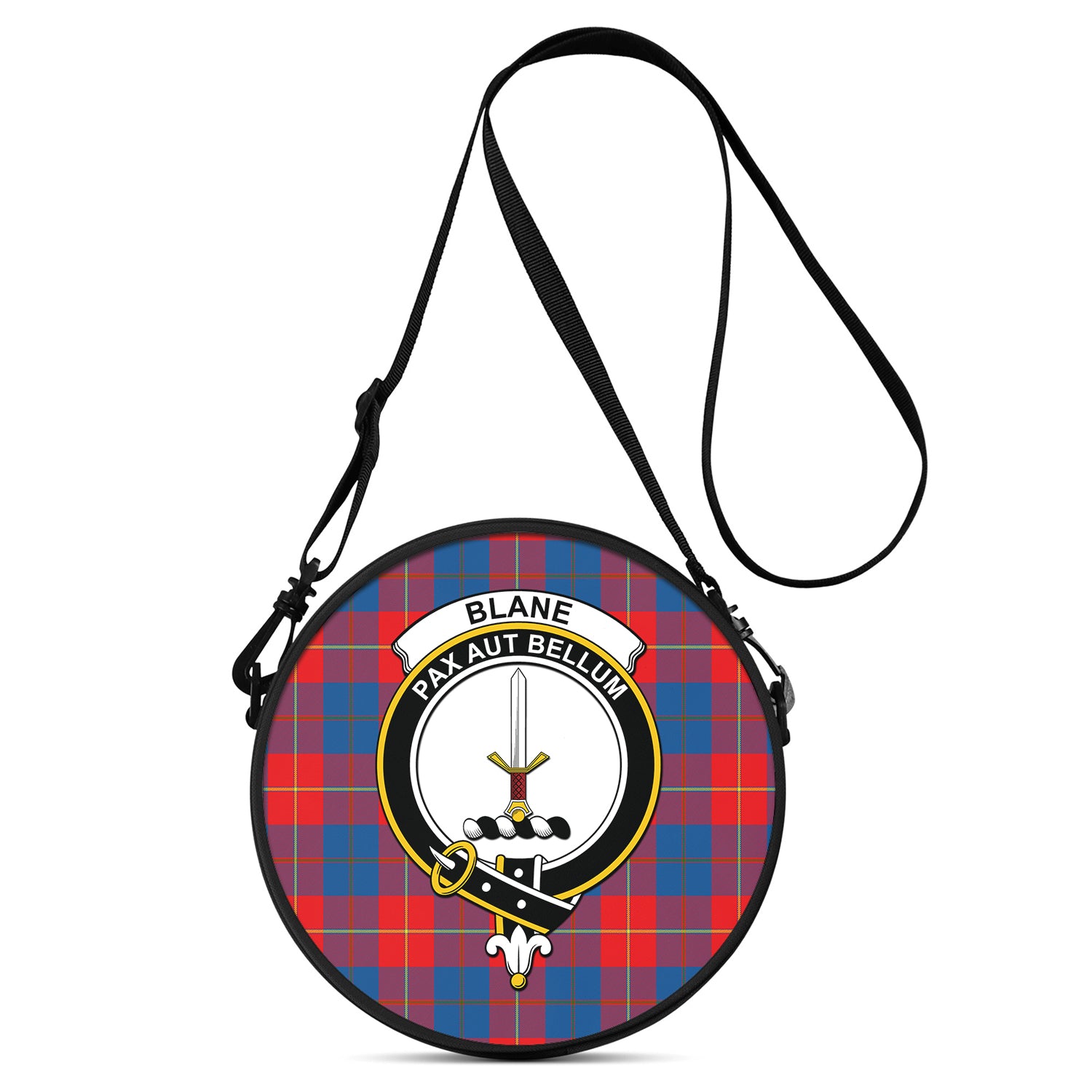 Blane Tartan Round Satchel Bags with Family Crest One Size 9*9*2.7 inch - Tartanvibesclothing