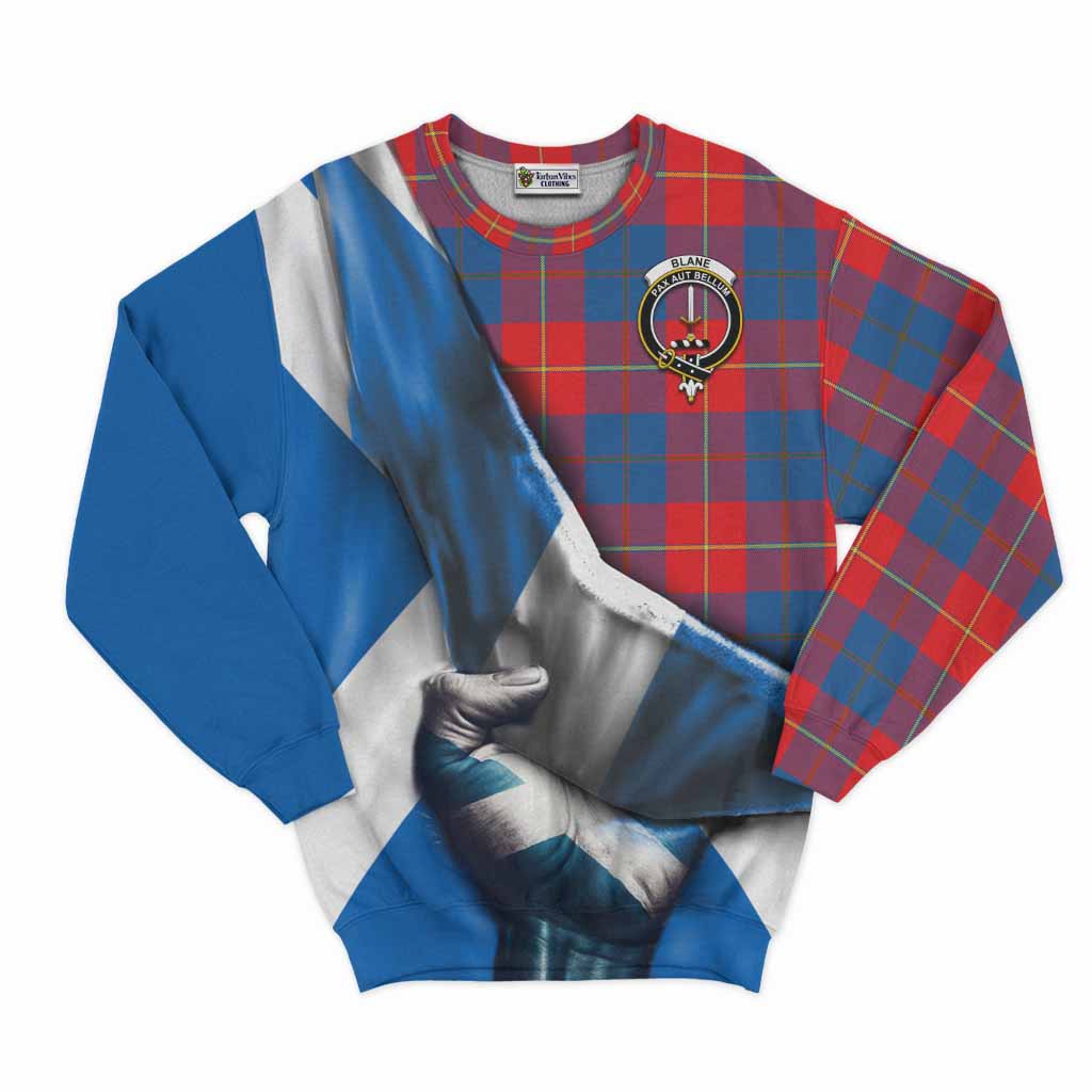 Tartan Vibes Clothing Blane Tartan Sweatshirt with Family Crest Scotland Patriotic Style