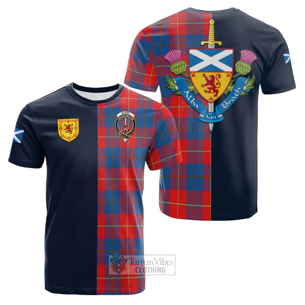 Tartan Vibes Clothing Blane Tartan Cotton T-shirt with Scottish Lion Royal Arm Half Style