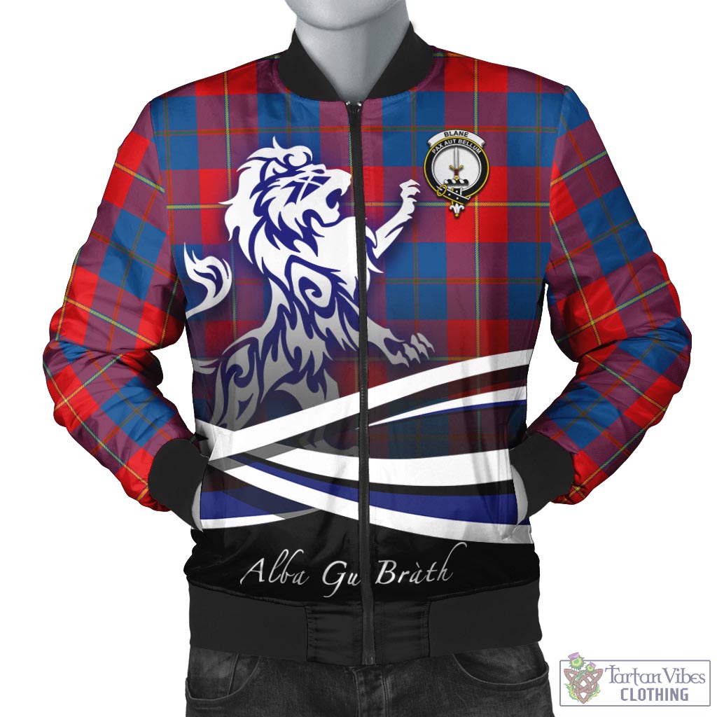 Tartan Vibes Clothing Blane Tartan Bomber Jacket with Alba Gu Brath Regal Lion Emblem